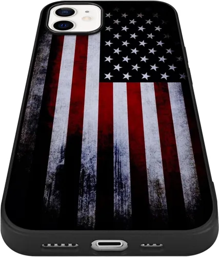 Miniatura 4 de Funda compatible con iPhone 12/12 Pro, patrón de bandera estadounidense, parte trasera de policarbonato duro, lados de TPU suave, protección a