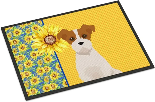 Miniatura 23 de Caroline's Treasures WDK5313MAT Airedale Terrier - Tapete para puerta delantera de 18 x 27 pulgadas, diseño de girasoles de verano, para entrada