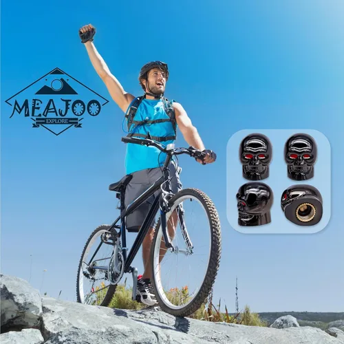 Miniatura 4 de 4 tapones de válvula de neumático estilo calavera, con anillo de goma O, cubiertas universales de vástago de válvula de neumático de núcleo de cobre