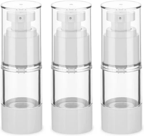 0.5OZ/15ML Botellas de bomba al vacío transparentes, dispensador de loción para viajes con bomba, botella de loción de tamaño de viaje al vacío de