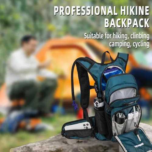 Miniatura 6 de Mochila de hidratación, mochila de agua ligera para senderismo con vejiga de agua a prueba de fugas de 3 L, paquete de hidratación aislada ideal