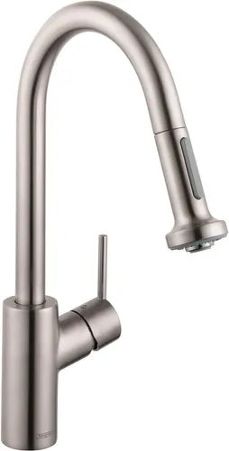Miniatura 8 de hansgrohe Talis 14877251 - Grifo de cocina de arco alto dorado S² con rociador extraíble, grifo para fregadero de cocina, cabezal rociador