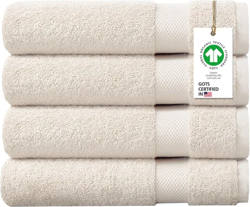 Miniatura 61 de Toallas 100% algodón orgánico de 22.93 oz/m² de felpa al tacto de secado rápido, paquete de 12 toallas de lavado de algodón orgánico, certificado