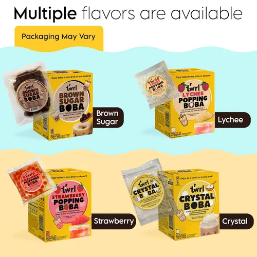 Miniatura 8 de Twrl Cobertura de té Boba de burbujas de azúcar morena – Perlas Boba taiwanesas, cobertura de tapioca estilo café, instantáneo, perfecto para té