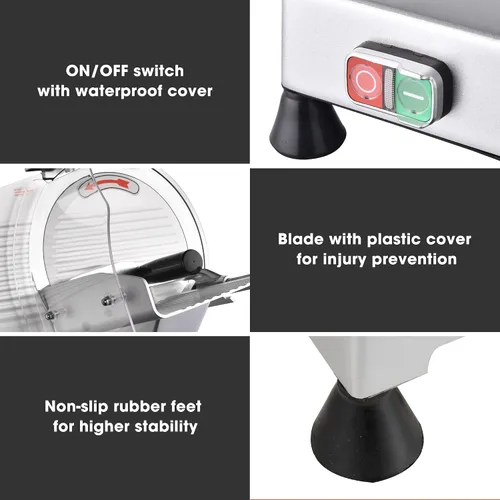 Miniatura 4 de WeChef Cortador de carne comercial de 10 '' 240 W eléctrico Deli Slicer Queso Cortador de alimentos Hoja de acero inoxidable para tienda restaurante