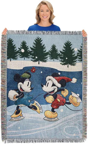 Miniatura 4 de Northwest Mickey Mouse Manta Tejida de Tapiz, 48" x 60", Patinaje de Invierno Patín de invierno