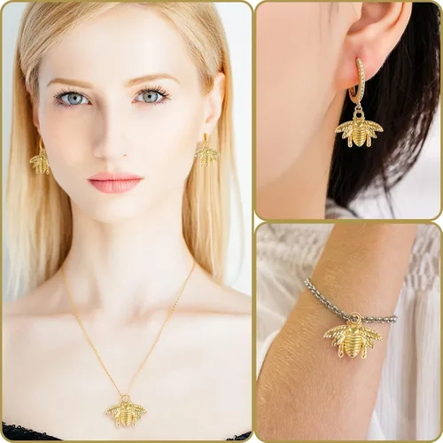 Miniatura 7 de QXUJI - 100 dijes de aleación de abeja para hacer joyas, dijes de abeja de metal, para collares, pulseras, aretes, accesorios de fabricación