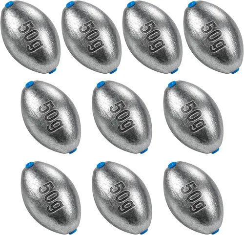 Alwonder - Pesos para plomada de huevo, 3/16-10oz, plomos de pesca ovalados, plomos para pesca de bass, plomada de huevo, aparejos de pesca de agua