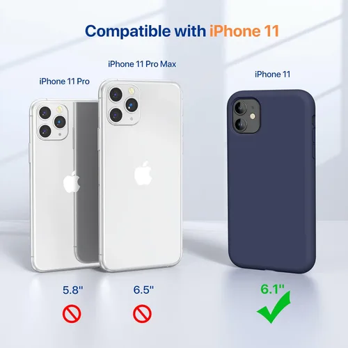 Miniatura 5 de Miracase Funda diseñada para iPhone 11, con protector de pantalla, goma de gel de silicona líquida, protección completa contra caídas, a prueba