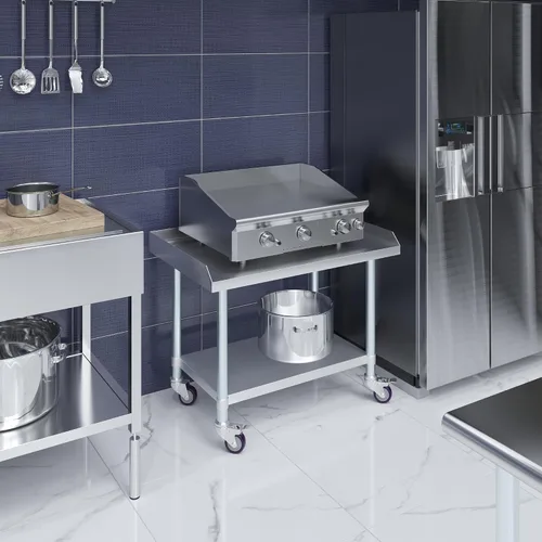 Miniatura 5 de AmGood Soporte de Equipo de Acero Inoxidable con Estante Inferior + Ruedas, Servicio Pesado, Grado Comercial, Certificado NSF