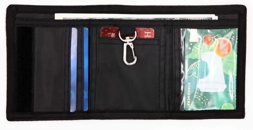 Miniatura 6 de Cartera de nailon con seguridad RFID, diseño de tres pliegues, con monedero pequeño con cremallera, para hombres y niños