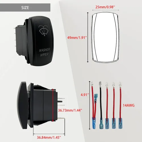 Miniatura 3 de Interruptor basculante para limpiaparabrisas, luz LED blanca de 6 pines (encendido), interruptor momentáneo DPDT de encendido y apagado para Blanco