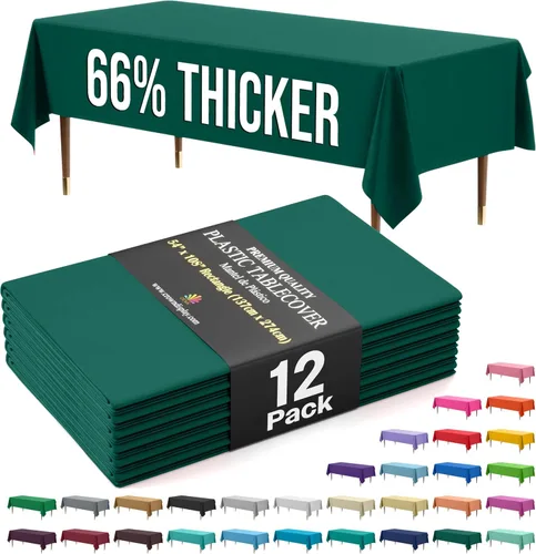 Miniatura 58 de Exquisite 66% Thicker Premium Plastic Table Cloth Rectangle Table Cover 0.5 Mil 6 Pack Aqua Table Cloth 54 Inch x 108 Inch Disposable Tablecloth