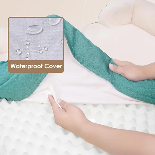 Miniatura 244 de EHEYCIGA – Cama ortopédica impermeable para perros pequeños, de espuma viscoelástica tipo caja de huevos, con bordes elevados y base antideslizante