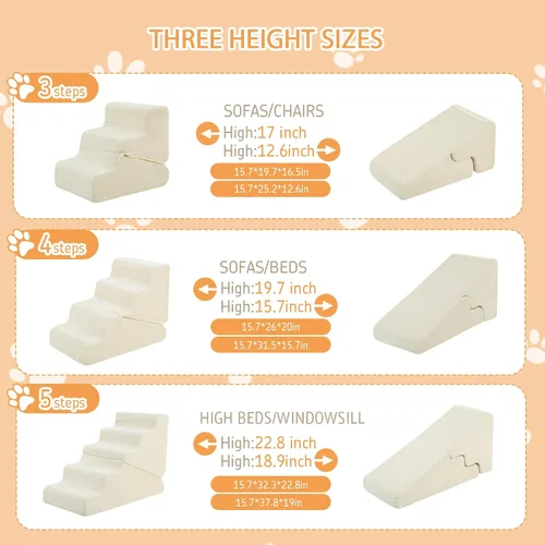 Miniatura 4 de Rampa para perros para cama, escaleras para perros de 16.5 pulgadas de alto para cama alta, escalones para mascotas 2 en 1 para perros pequeños