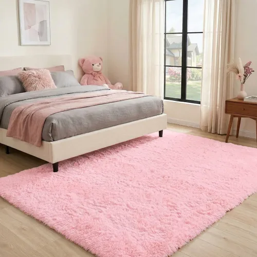 Miniatura 19 de Alfombra mullida de 5 x 8 pies, apta para mascotas, de fácil cuidado, ultra suave, con respaldo antideslizante, moderna alfombra de felpa mullida