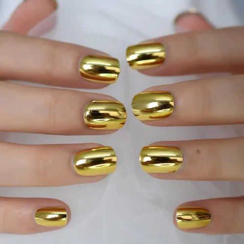 Miniatura 13 de Coolnail Uñas acrílicas clásicas a presión con flores cortas, uñas cuadradas de diseño natural, uñas postizas con purpurina para uso diario