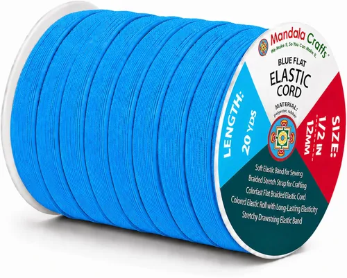 Miniatura 206 de Mandala Crafts - Rollo de cordón elástico plano para costura y manualidades Blanco