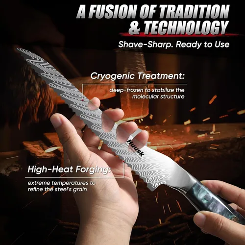 Miniatura 6 de Cuchillo de pan dentado Huusk de 8", cuchillo de pan de masa madre inoxidable con mango y funda de resina para cortar pan casero, cuchillos de pan
