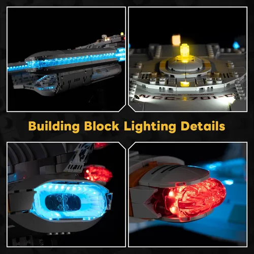 Miniatura 4 de Kyglaring Kit de luz LED compatible con bloques de construcción Lego U.S.S. Enterprise NCC-1701-D 10356, control remoto actualizado, solo luces