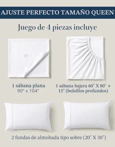 Miniatura 4 de LANE LINEN Juego de sábanas Queen ecológico 100% algodón orgánico, sábanas de cama de bolsillo profundo de 15" suaves y cómodas totalmente