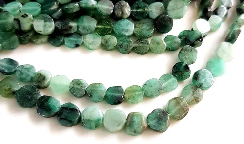 Miniatura 4 de Cuentas de esmeralda de piedras preciosas naturales, cuentas sueltas de esmeralda genuina para hacer joyas, cuentas perforadas en forma de moneda