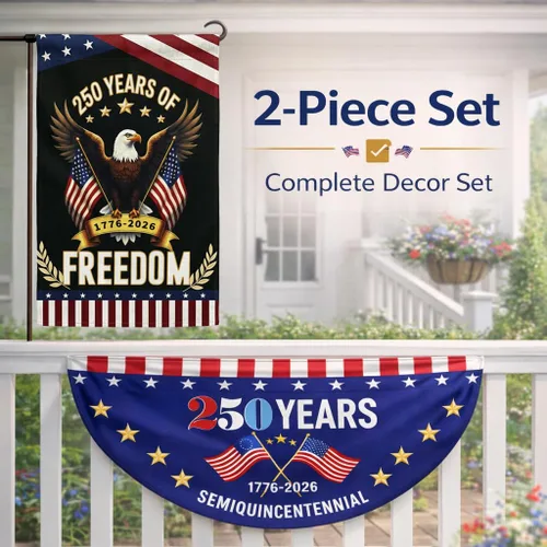 Miniatura 2 de [Juego de 2] Bandera de Estados Unidos de 250 aniversario, 2 unidades, bandera de jardín estadounidense, diseño de águila patriótica de doble cara
