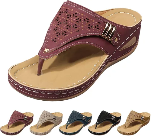 Miniatura 10 de Generic Sandalias ortopédicas de cuña con soporte de arco para mujer, sandalias informales de punta abierta, unisex para adultos