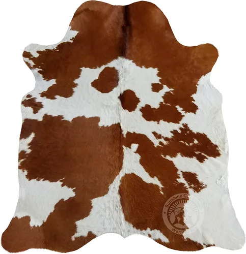 Miniatura 10 de Sunshine Cowhides Alfombra de piel de vaca 100 % auténtica, color blanco y negro, alfombra de estilo moderno de piel de animal y alfombra para sala