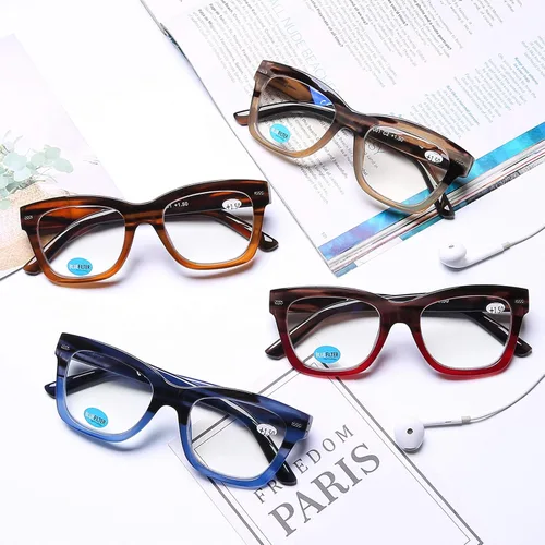 Miniatura 6 de AQWANO Oversized Design Reading Glasses Women/Men, Computer Blue Light Blocking Square Readers Paquete de 4