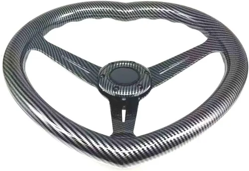 Miniatura 4 de Volante en forma de corazón negro del ABS universal del volante del estilo de la fibra de carbono