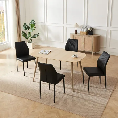 Miniatura 32 de HIPIHOM Mesa de comedor moderna de granja de 47.2 pulgadas, mesa de comedor rectangular de madera con patas de metal para 4 personas para comedor