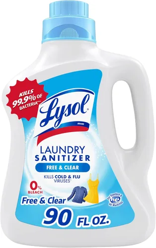Lysol Aditivo Sanitizante para Lavandería, Free & Clear, Libre de Fragancias y Colorantes, Sanitizante para Lavandería 0% Blanqueador, Eliminador de