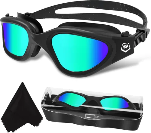 WIN.MAX - Goggles de natación polarizados, antivaho, antirrayos ultravioleta, sin filtraciones y con visión clara para hombres, mujeres, adultos y