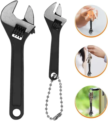 Miniatura 7 de Mini llave ajustable de 4 pulgadas y 2.5 pulgadas, llave negra con herramienta de moleteado manual de cadena para mantenimiento de reparación