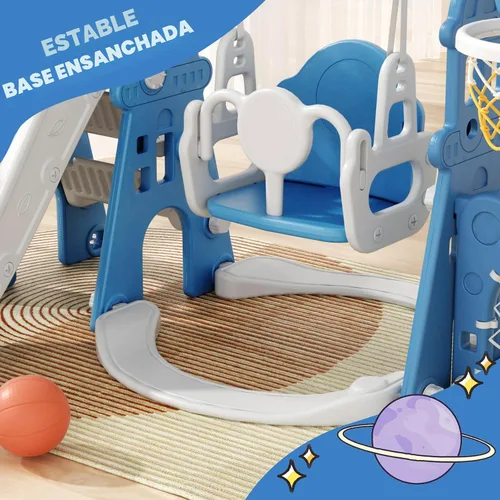 Miniatura 8 de XJD - Juego de tobogán y columpio 6 en 1 para niños pequeños, tobogán para niños de 1 año en adelante, juego de exterior para niños pequeños con aro
