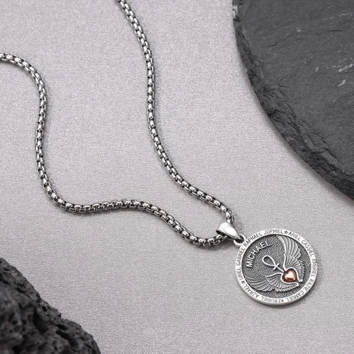 Miniatura 4 de Aniu Collar de plata de ley S925 de San MiguelSan CristópaloSan BenitoSan Jesús para hombres y mujeres, arcángel, RaguelUriel, colgante de amuleto