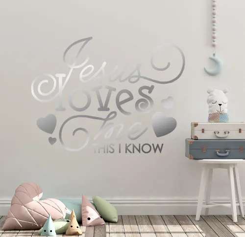 Miniatura 6 de 30 x 24 pulgadas Jesús me ama esto sé corazón lindo para la Biblia Tells Me So Song Niños calcomanía de pared mural arte decoración del hogar