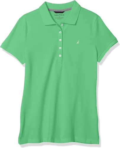 Miniatura 3 de Camiseta de polo Nautica para mujer, de manga corta, 5 botones, transpirable, 100% algodón