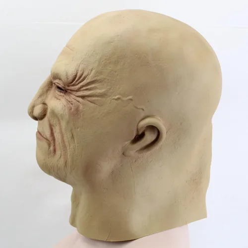 Miniatura 5 de Máscara realista de anciano antiarrugas, máscara humana para Halloween, piel espeluznante, disfraz de fiesta, máscara de látex de cabeza completa
