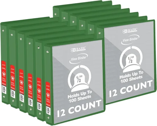 Miniatura 31 de BAZIC Products Carpeta organizadora de 3 anillas de 1/2 pulgada con vista económica, color negro, anillo redondo, capacidad para 100 hojas de papel
