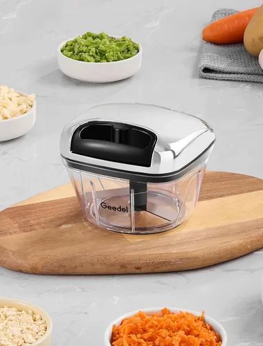 Miniatura 7 de Procesador manual de alimentos, cortador de verduras Geedel con cuerda, picador de alimentos y cortador de verduras para verduras, frutas, ensalada