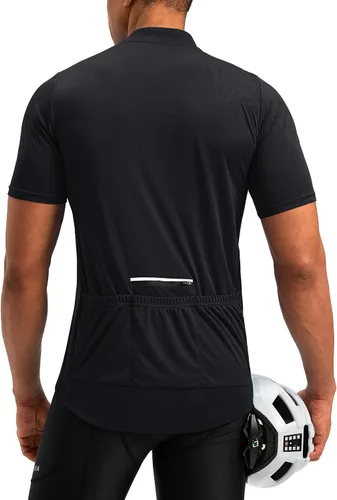 Bikewa Maillot de ciclismo para hombre que absorbe la humedad, manga corta, UPF media cremallera, ciclismo, ciclismo de carretera, camisas para