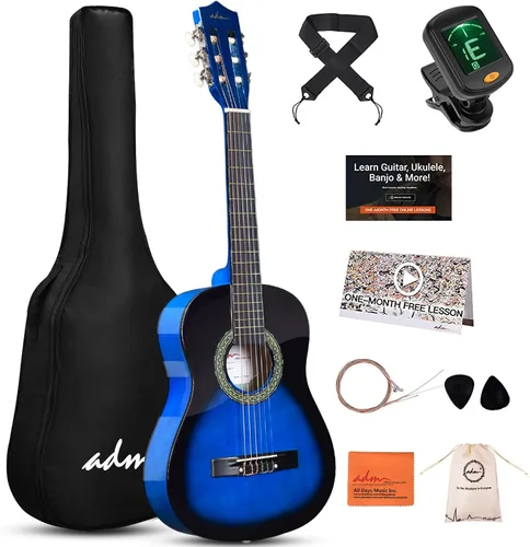 Miniatura 12 de ADM - Guitarra acústica para principiantes, 30 pulgadas, cuerdas de nailon, guitarra de madera para niños y estudiantes, lecciones en línea