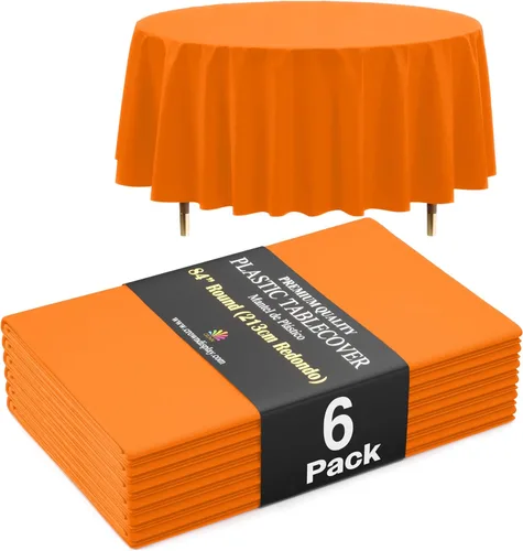 Miniatura 11 de Exquisite 66% Thicker Premium Aqua Round Tablecloth 0.5 Mil 6 Pack Plastic Table Cloth Disposable 84 Inch Round Plastic Tablecloth Won't Tear Easily