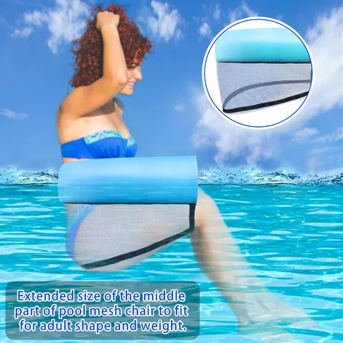 Miniatura 6 de Paquete de 2 sillas flotantes de malla para adultos, silla flotante de piscina, flotadores para accesorios de piscina y juguetes acuáticos