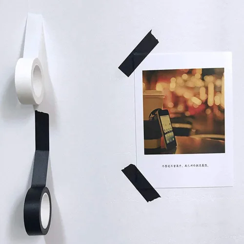 Miniatura 4 de Juego de 10 rollos de cinta adhesiva washi blanca y negra para decoración de álbumes de recortes, 0.591 in de ancho, suministros