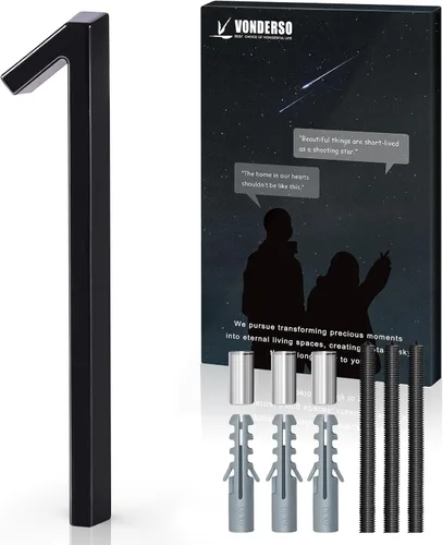 Miniatura 51 de VONDERSO Números flotantes de casa de 5 pulgadas para exteriores, números de dirección modernos de metal antioxidante (3), números de buzón Negro 3