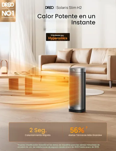 Miniatura 2 de Dreo Calentadores de Espacio para Uso Interior, Calentadores Portátiles de Calentamiento Rápido de 16 Pulgadas con Control Remoto, Temporizador
