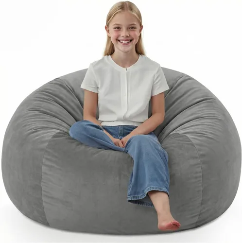 Miniatura 55 de Silla de Puf de 3 Pies, Sillas de Puf Cómodas con Relleno de Espuma Viscoelástica, Sofá de Puf Esponjoso con Funda de Terciopelo Holandés, Sillas